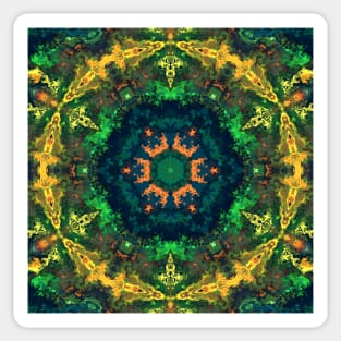 Psychedelic Hippie Flower Green Blue Orange and Yellow Sticker